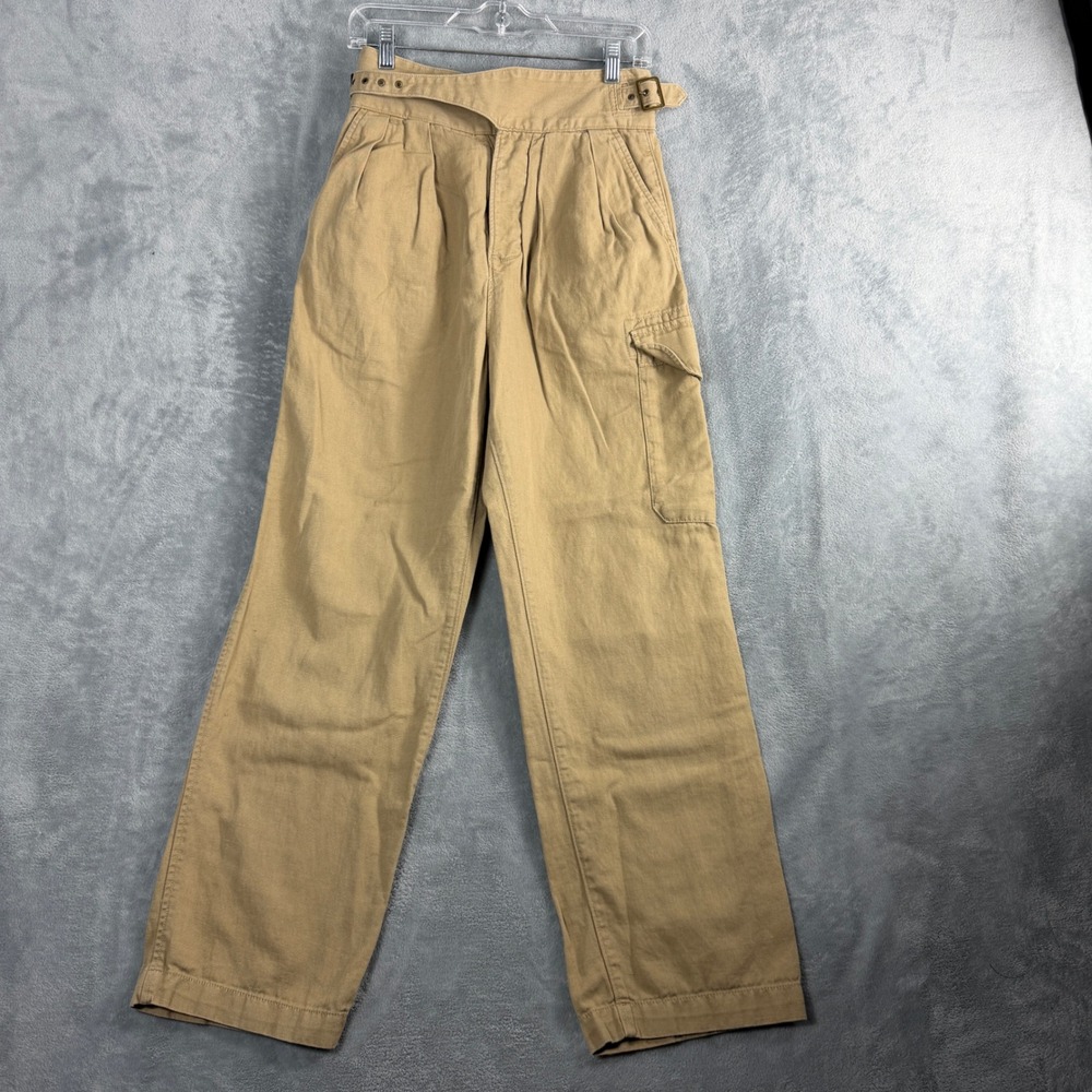 Banana Republic Womens Petite 00 Tan Cargo Pants Wrap Waist Pleated Utility Boho
